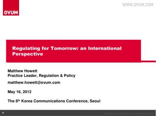 Regulating for Tomorrow: an International Perspective