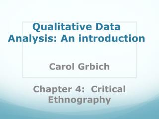 Qualitative Data Analysis: An introduction
