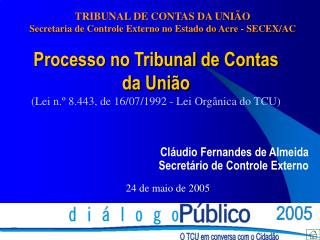 Processo no Tribunal de Contas da União (Lei n.º 8.443, de 16/07/1992 - Lei Orgânica do TCU)