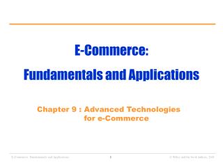 E-Commerce: Fundamentals and Applications