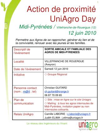 Action de proximité UniAgro Day Midi-Pyrénées / Villefranche-de-Rouergue (12) 12 juin 2010