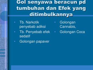 G ol senyawa beracun p d tumbuhan dan Efek yang ditimbulkannya