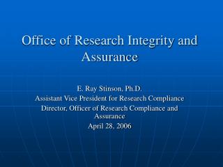 Office of Research Integrity and Assurance