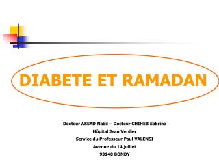 DIABETE ET RAMADAN