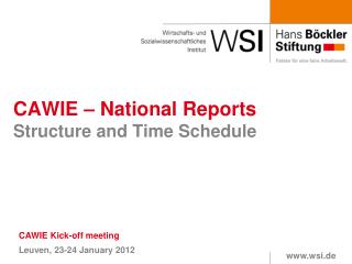 CAWIE – National Reports Structure and Time Schedule