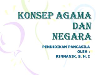 KONSEP AGAMA DAN NEGARA