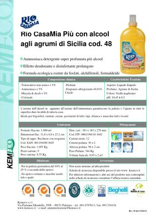 Rio CasaMia Più con alcool agli agrumi di Sicilia cod. 48