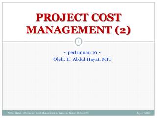 PROJECT COST MANAGEMENT (2)