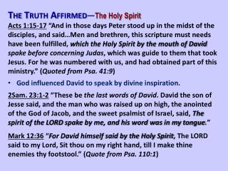 The Truth Affirmed — The Holy Spirit