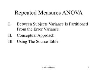 Repeated Measures ANOVA