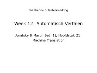 Taaltheorie &amp; Taalverwerking