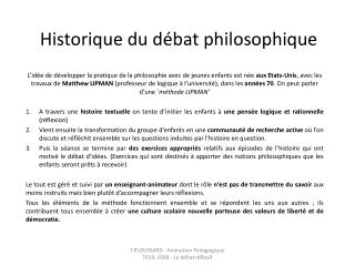 Historique du débat philosophique