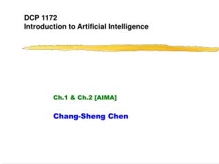 DCP 1172 Introduction to Artificial Intelligence