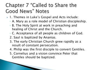 Chapter 7 “Called to Share the Good News” Notes