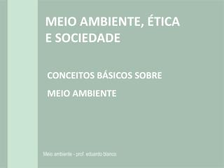 MEIO AMBIENTE, ÉTICA E SOCIEDADE