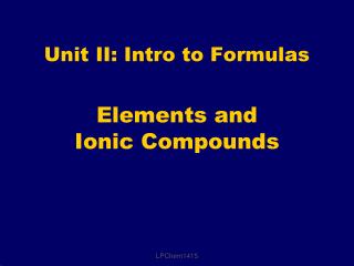 Elements and Ionic Compounds