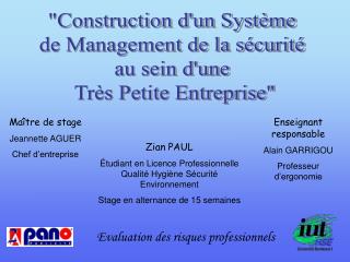 Maître de stage Jeannette AGUER Chef d’entreprise