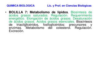 QUIMICA BIOLOGICA Lic. y Prof. en Ciencias Biológicas