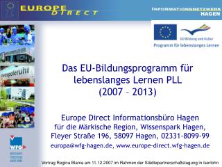 Das EU-Bildungsprogramm für lebenslanges Lernen PLL (2007 – 2013)