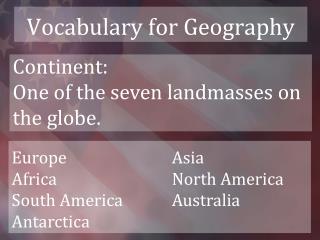Vocabulary for Geography