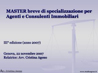 MASTER breve di specializzazione per Agenti e Consulenti Immobiliari