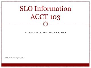 SLO Information ACCT 103