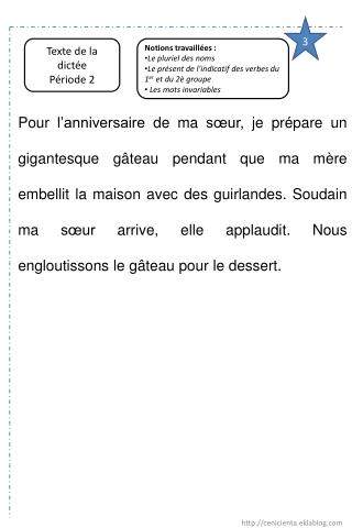 Texte de la dictée Période 2