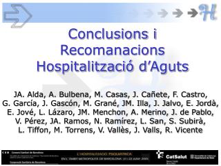 Conclusions i Recomanacions Hospitalització d’Aguts