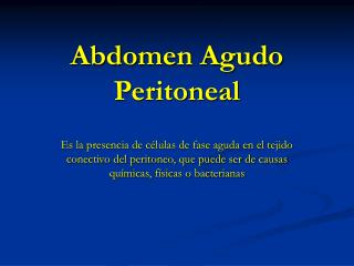 Abdomen Agudo Peritoneal