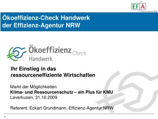 Ökoeffizienz-Check Handwerk der Effizienz-Agentur NRW