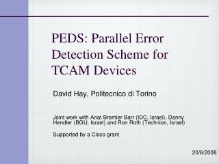 PEDS: Parallel Error Detection Scheme for TCAM Devices