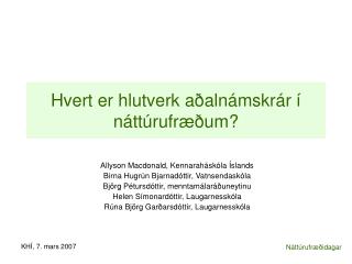 Hvert er hlutverk aðalnámskrár í náttúrufræðum?