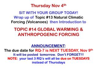 Thursday Nov 4 th