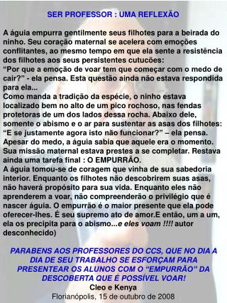 SER PROFESSOR : UMA REFLEXÃO