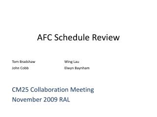 AFC Schedule Review