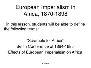 European Imperialism in Africa, 1870-1898