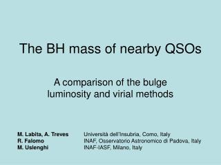 The BH mass of nearby QSOs