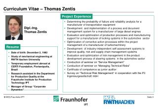 Curriculum Vitae – Thomas Zentis