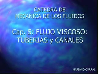 CATEDRA DE MECANICA DE LOS FLUIDOS Cap. 5: FLUJO VISCOSO: TUBERIAS y CANALES