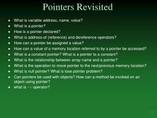 Pointers Revisited