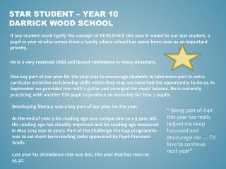 Star Student – Year 10 Darrick Wood School