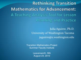 Julia Aguirre, Ph.D. University of Washington Tacoma jaguirre@u.washington