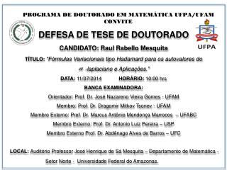 PROGRAMA DE DOUTORADO EM MATEMÁTICA UFPA/UFAM CONVITE