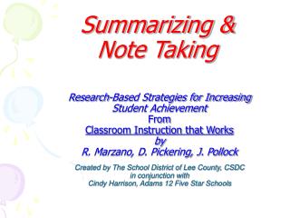 Summarizing &amp; Note Taking