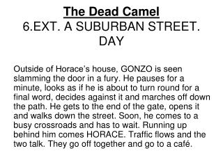 The Dead Camel 6.EXT. A SUBURBAN STREET. DAY