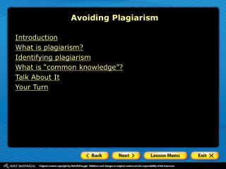 Avoiding Plagiarism