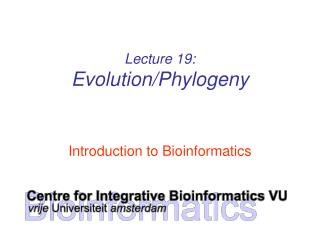 Lecture 19: Evolution/Phylogeny
