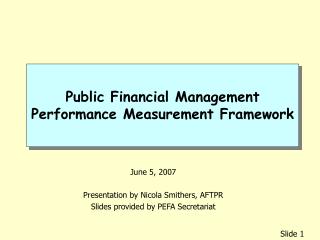 Public Financial Management Performance Measurement Framework