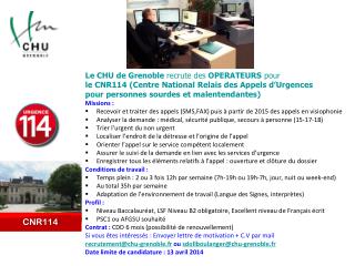 Le CHU de Grenoble recrute des OPERATEURS pour