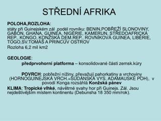 STŘEDNÍ AFRIKA